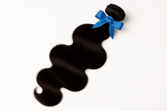 Body wave hair bundle with blue band